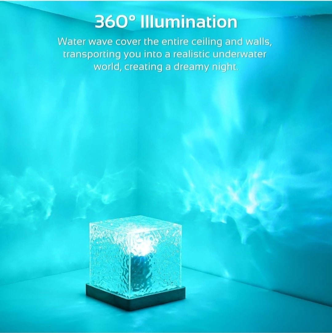 LED Water Ripple Ambient Night Light USB Rotating Projection Crystal Table Lamp RGB Dimmable Home Decoration 16 Color Gifts