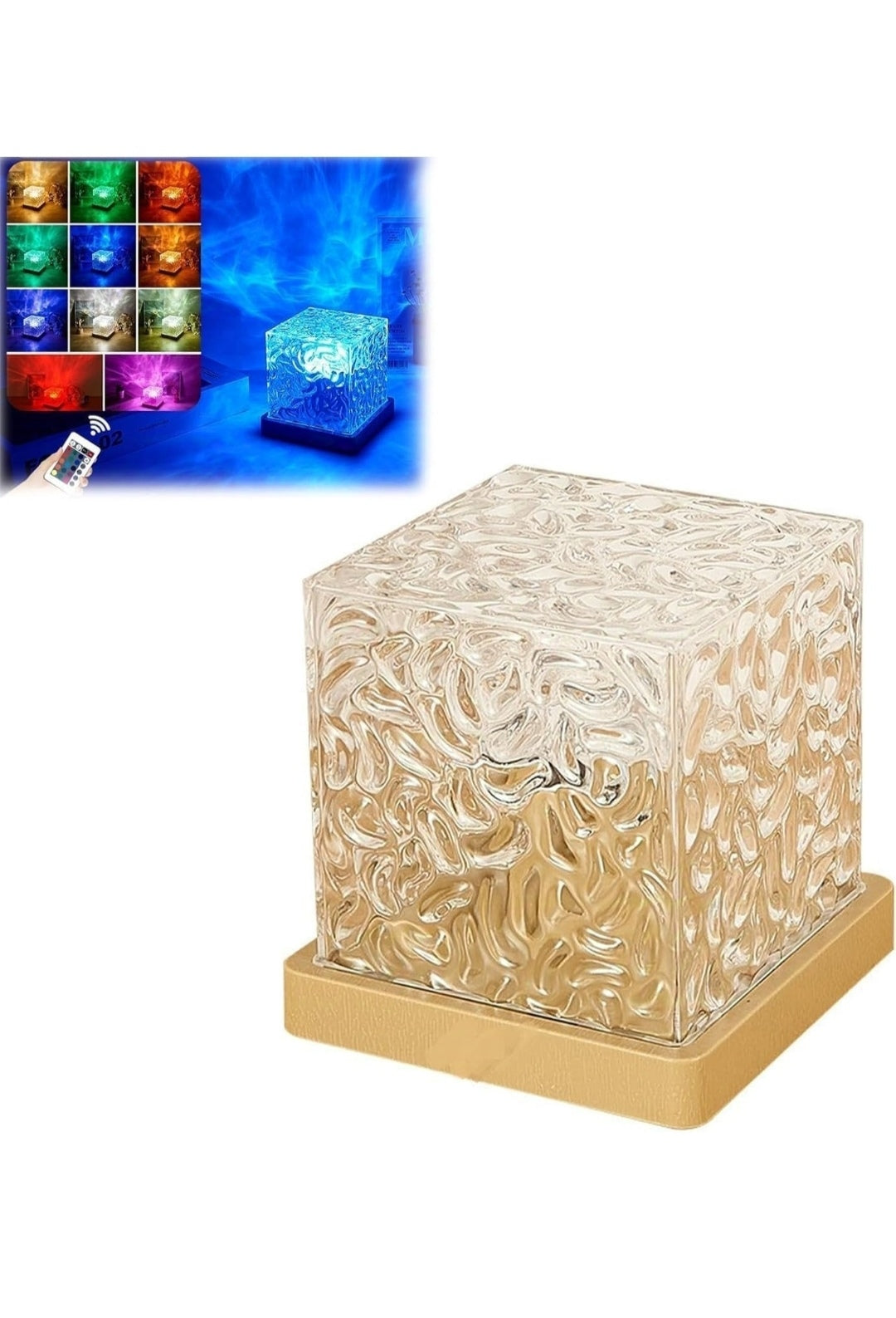 LED Water Ripple Ambient Night Light USB Rotating Projection Crystal Table Lamp RGB Dimmable Home Decoration 16 Color Gifts