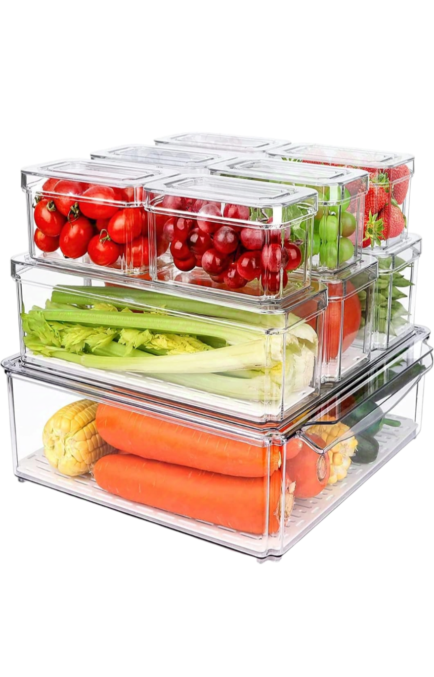 Kitchen Refrigerator Fresh-keeping Sealed Box Food Grade Transparent Eight-compartment