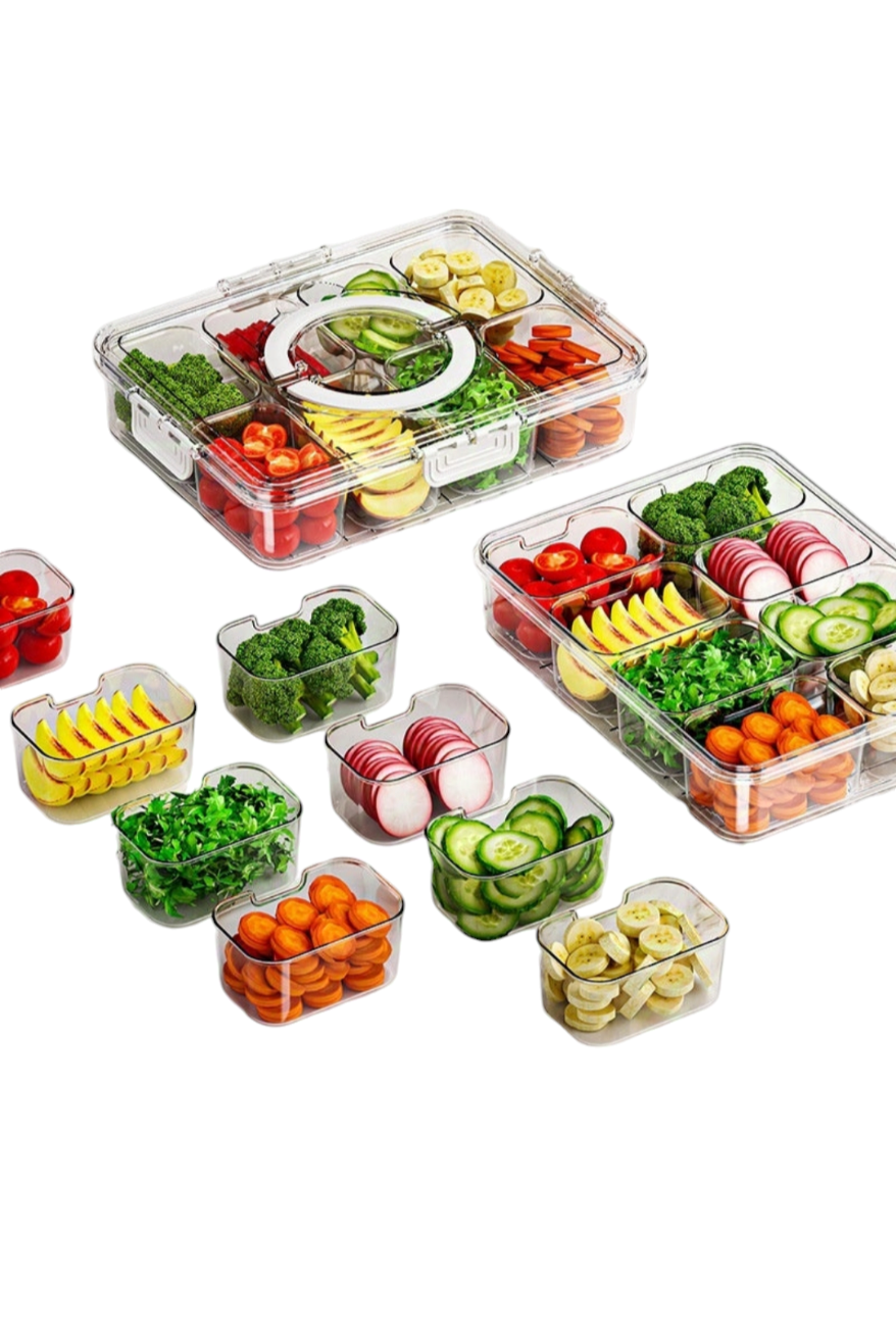 Kitchen Refrigerator Fresh-keeping Sealed Box Food Grade Transparent Eight-compartment