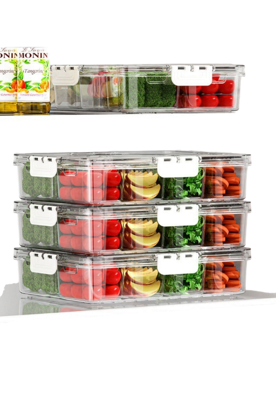 Kitchen Refrigerator Fresh-keeping Sealed Box Food Grade Transparent Eight-compartment