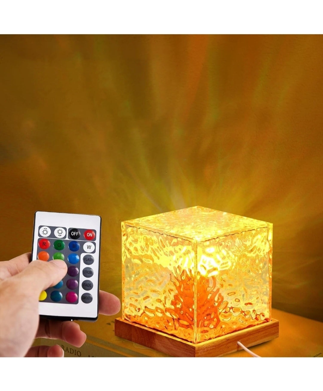 LED Water Ripple Ambient Night Light USB Rotating Projection Crystal Table Lamp RGB Dimmable Home Decoration 16 Color Gifts